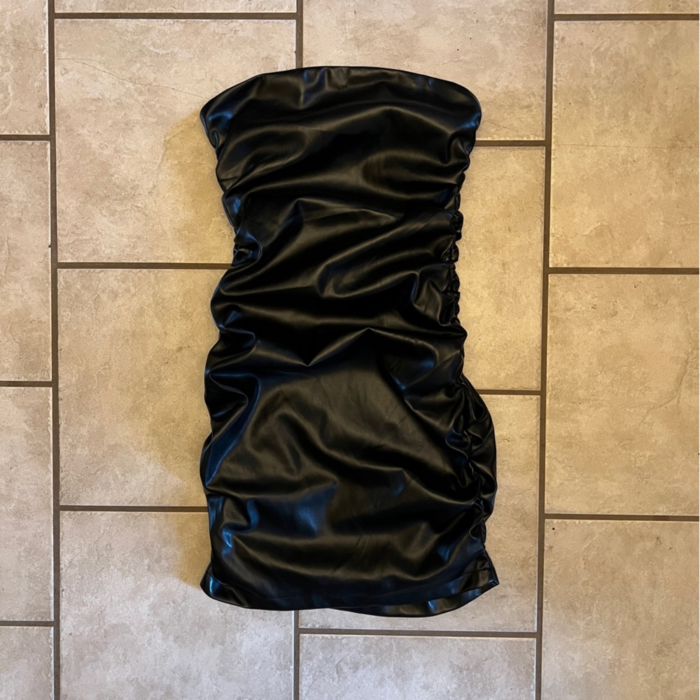 NWOT Faux Leather Tube Mini Dress - Size Small
